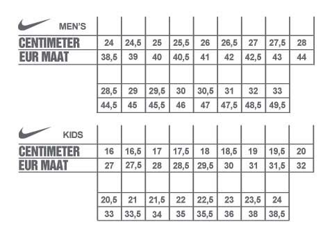 nike schoenmaat centimeters|voetenlengte nike.